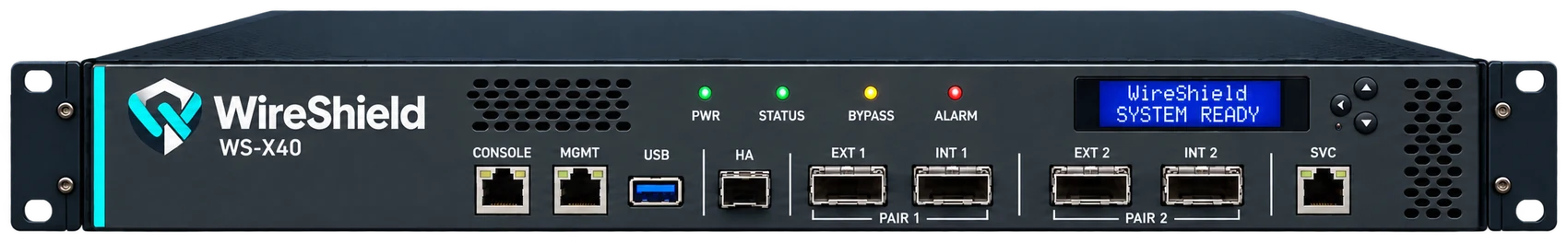 WireShield WS-X40 ön panel görünümü