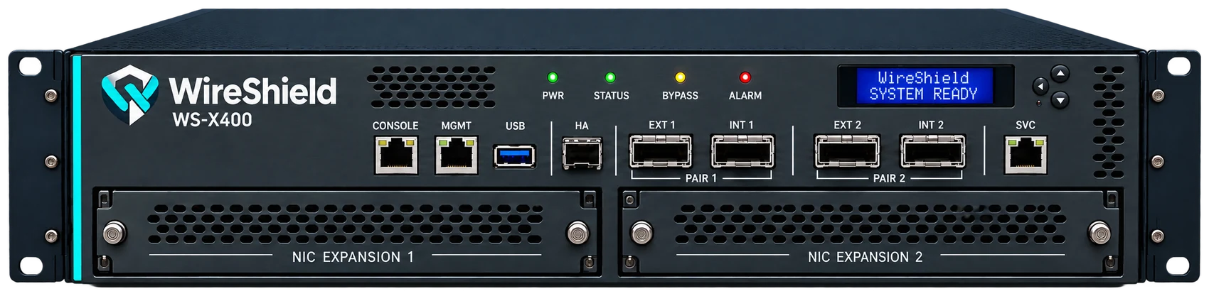 WireShield WS-X400 ön panel görünümü